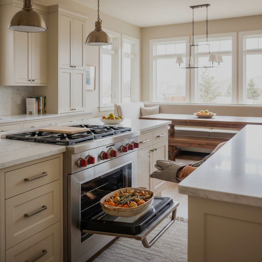 Wolf dual-fuel range in a Lone Tree kitchen near Park Meadows