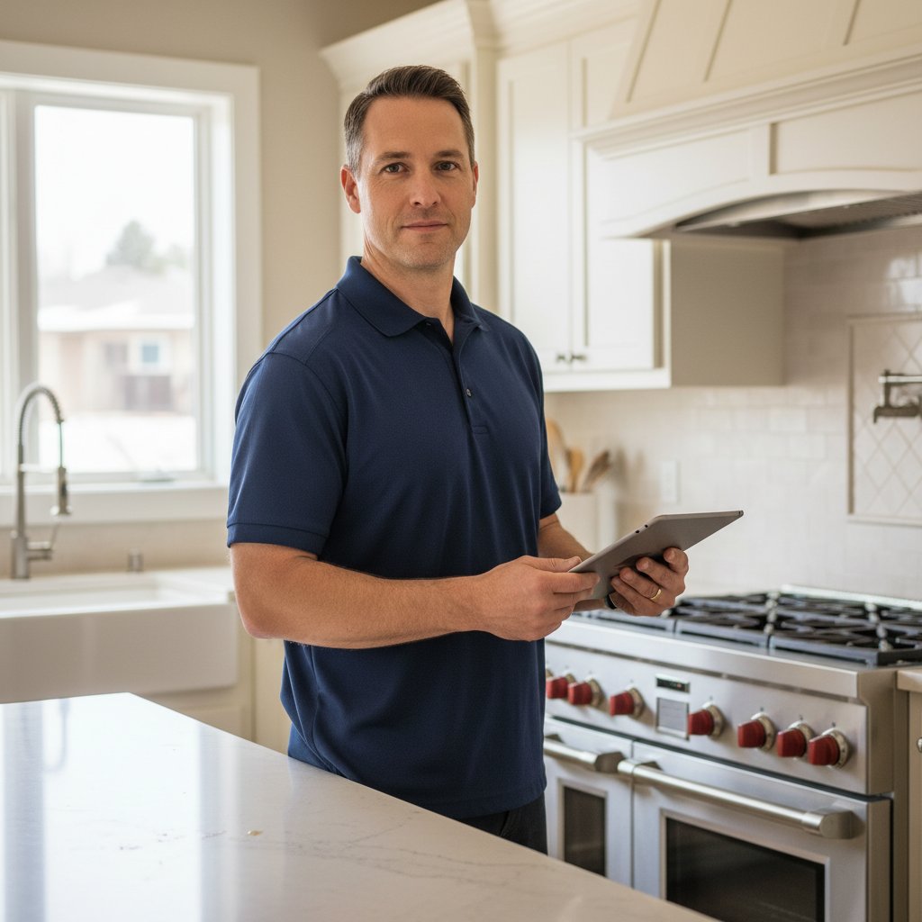 Centennial Wolf Repair technician working on a professional-grade Wolf appliance